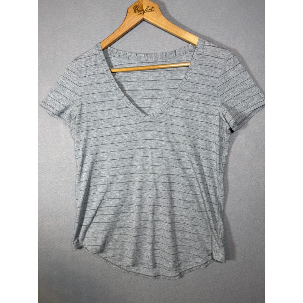 Lululemon Love Tee V-Neck Short Sleeve Striped Grey T-Shirt Size 6